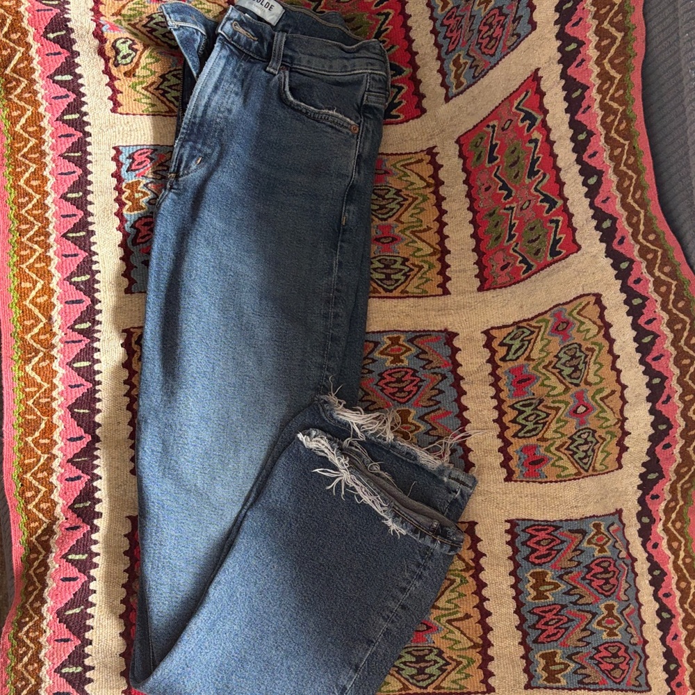 Agolde Distressed Blue Ankle Jeans